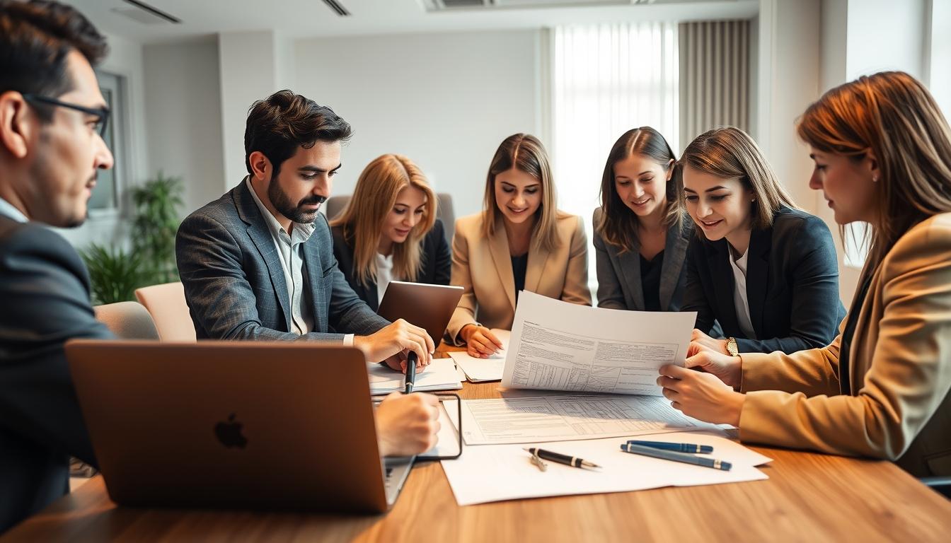 Family reviewing legal documents